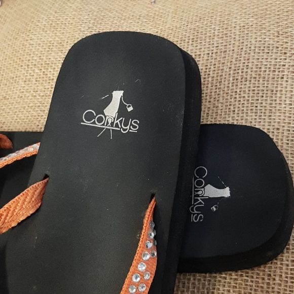 Corky's 8 Orange Embellished Flip Flops - Picture 5 of 5